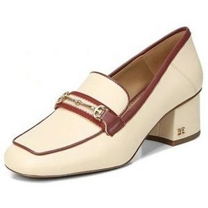 Sam Edelman Flo Sand/Paprika Squared Toe Block Heel Slip On Fashion Loafers